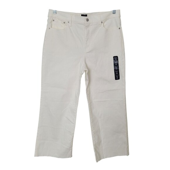 J.Crew Wide-Leg Cropped Jean Womens Size 32 Seashell White All-Day Stretch NWT - Picture 1 of 9